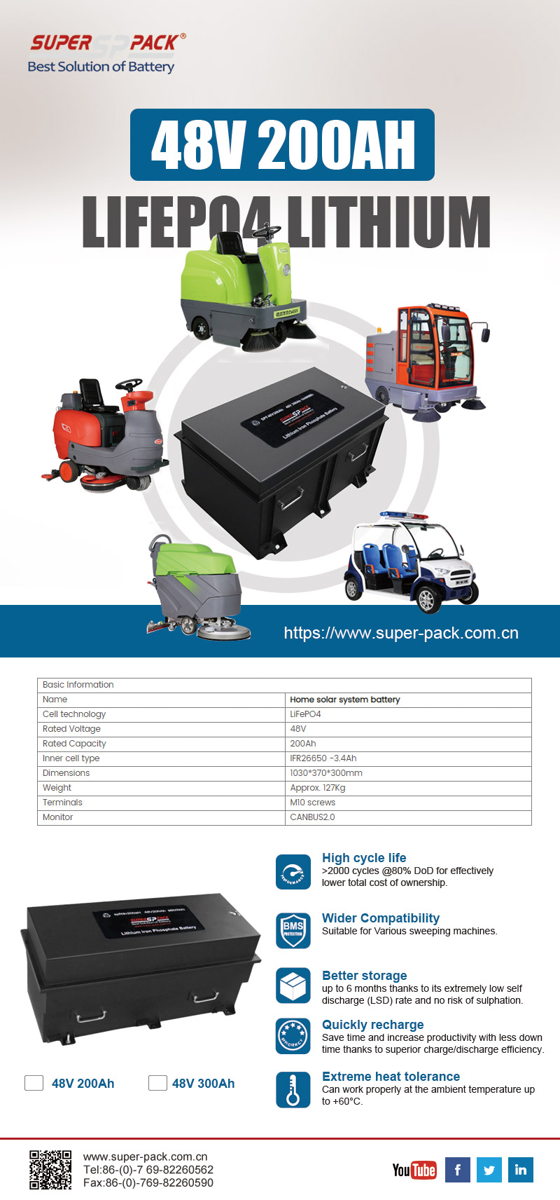 Superpack 48V 200Ah floor scrubber Battery