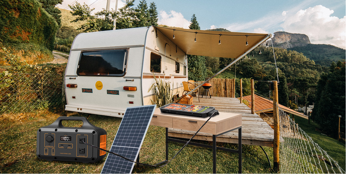 Power with Solar Panels Green Power Supply: The power station is compatible with the recreational vehicle and solar panel kits on the market. It speeds up the energy efficiency, making them ideal portable power kits for tent camping, unexpected power outages and etc.