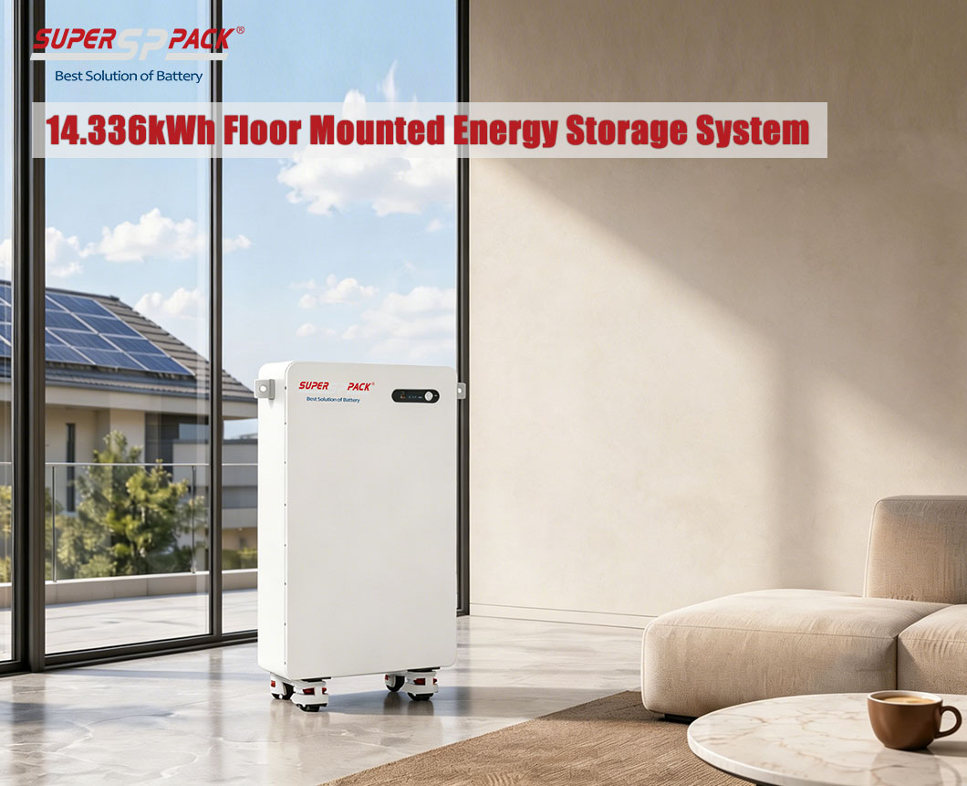 Superpack 51.2V 280Ah 14.336kWh LiFePO4 Wheeled Floor Standing Household Battery for Solar Energy Storage
