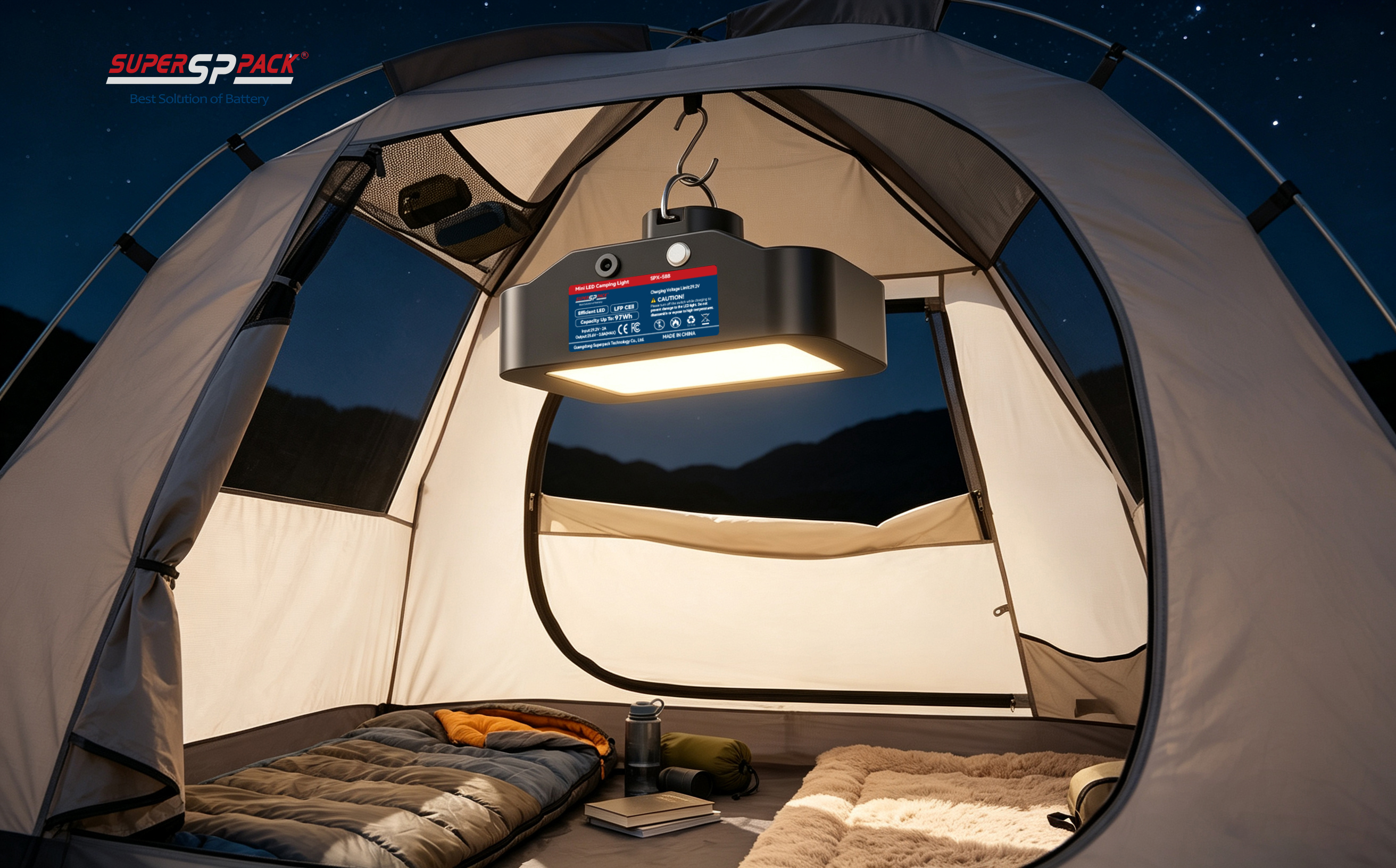 Camping Lights 97Wh 25.6V LFP Portable USB Outdoor Rechargeable Hanging Emergency LED Tent Lantern Camping Lights 97Wh 25.6V LFP Portable USB Outdoor Rechargeable Hanging Emergency LED Tent Lantern