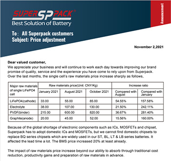 Superpack Price adjustment Notice